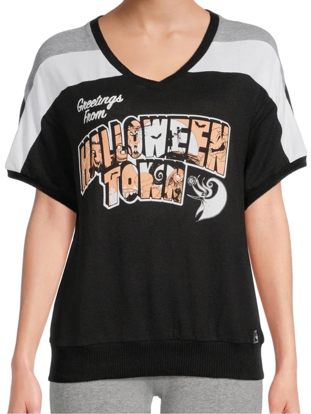 🔴 NIGHTMARE BEFORE CHRISTMAS Graphic Short Sleeve Sweatshirt - Black & Gray